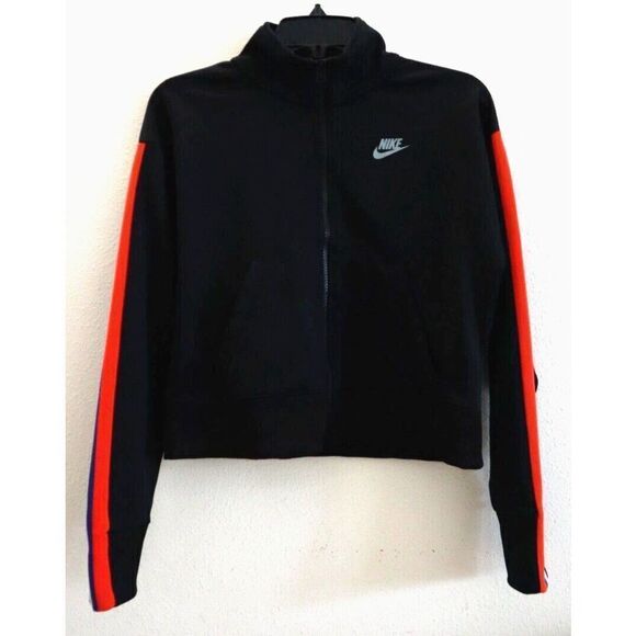 Nike 908762-010 Women's Sz S Black Light Pumice Full Zip Cropped Track Jacket - Picture 1 of 8